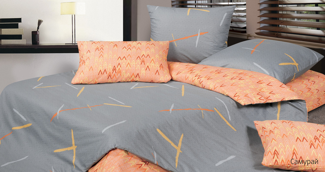 КПБ 2сп сатин с простыней на резинке 160*200*20 Гармоника <Самурай>